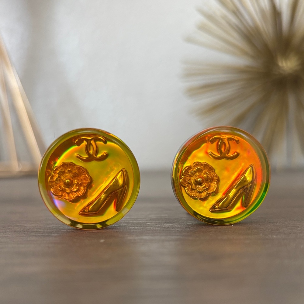 CHANEL Iridescent Icon Button Earrings - Picture 4 of 13